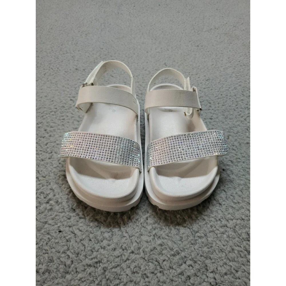 bebe Girls' Sandals - Cute and Sparkly White Girls' Summer Size 10